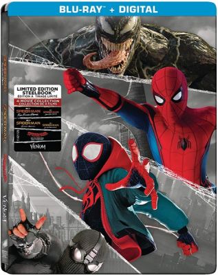 Image of Spiderman: Far From Home / Spiderman: Homecoming / Spiderman: Into The Spiderverse / Venom Blu-ray boxart